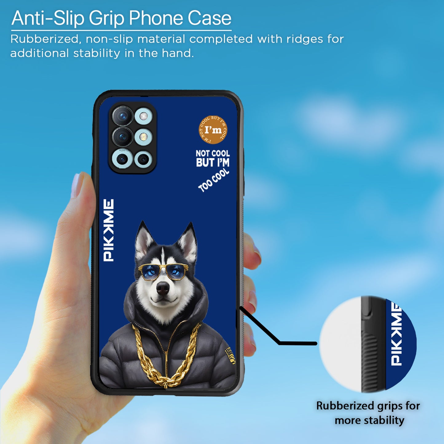 Pikkme Back Cover Pc Tpu + Printed Cool Funky Stylish Blue Dog Swag Raised Edges Camera Protection |Bumper Case For OnePlus 8T (Design 08)