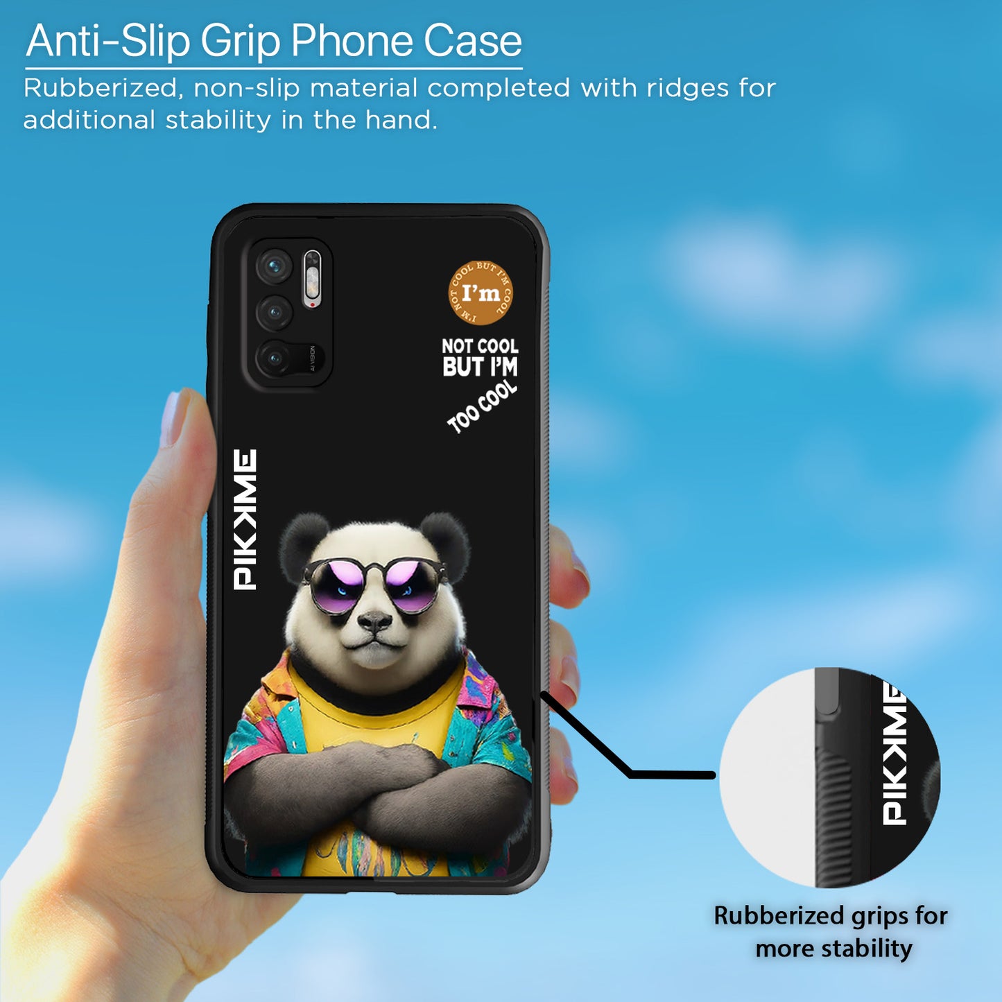 Pikkme Back Cover Pc Tpu + Printed Cool Funky Stylish Black Panda Swag Raised Edges Camera Protection |Bumper Case For Redmi Note 10T (Design 05)