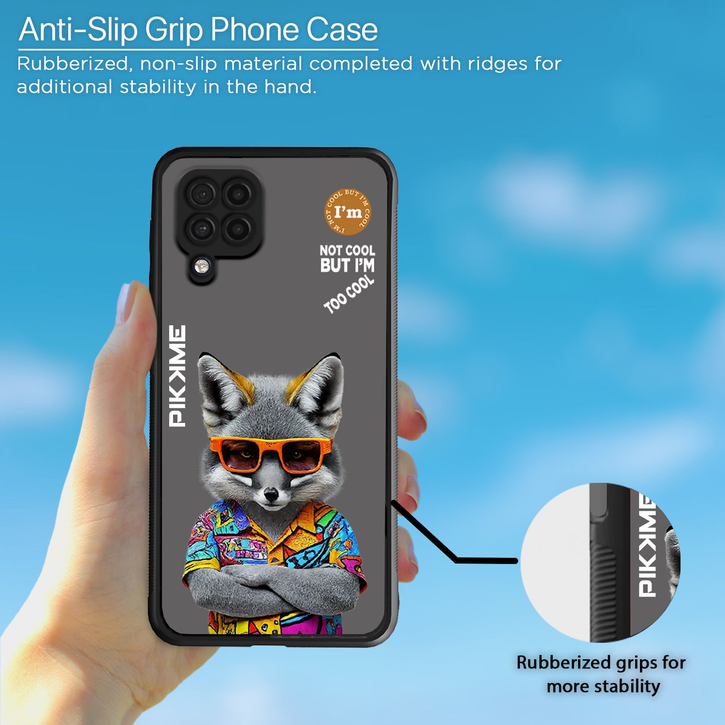 Pikkme Back Cover Pc Tpu + Printed Cool Funky Stylish Grey Wolf Swag Raised Edges Camera Protection |Bumper Case For Samsung Galaxy M32 4G (Design 01)