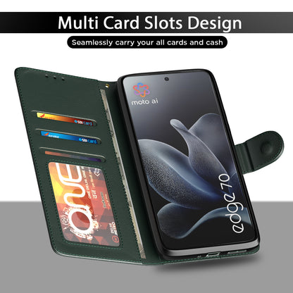 Pikkme Motorola Moto Edge 70 5G Premium Leather Finish Vintage Flip Cover (Green)