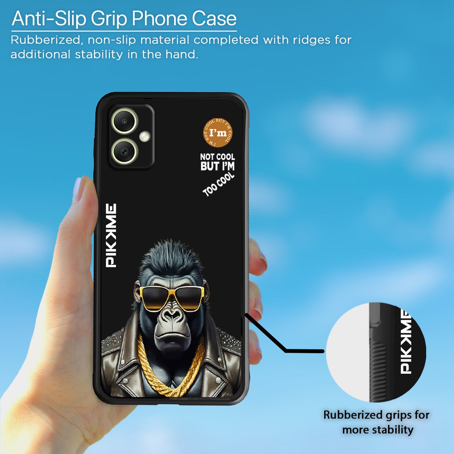 Pikkme Back Cover Pc Tpu + Printed Cool Funky Stylish Black Gorilla Swag Raised Edges Camera Protection |Bumper Case For Samsung Galaxy A05 (Design 07)