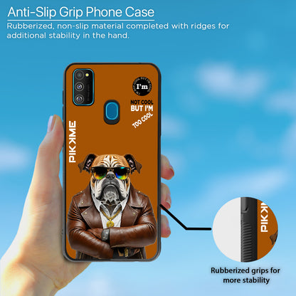 Pikkme Back Cover Pc Tpu + Printed Cool Funky Stylish Brown Dog Swag Raised Edges Camera Protection |Bumper Case For Samsung Galaxy M30s (Design 10)