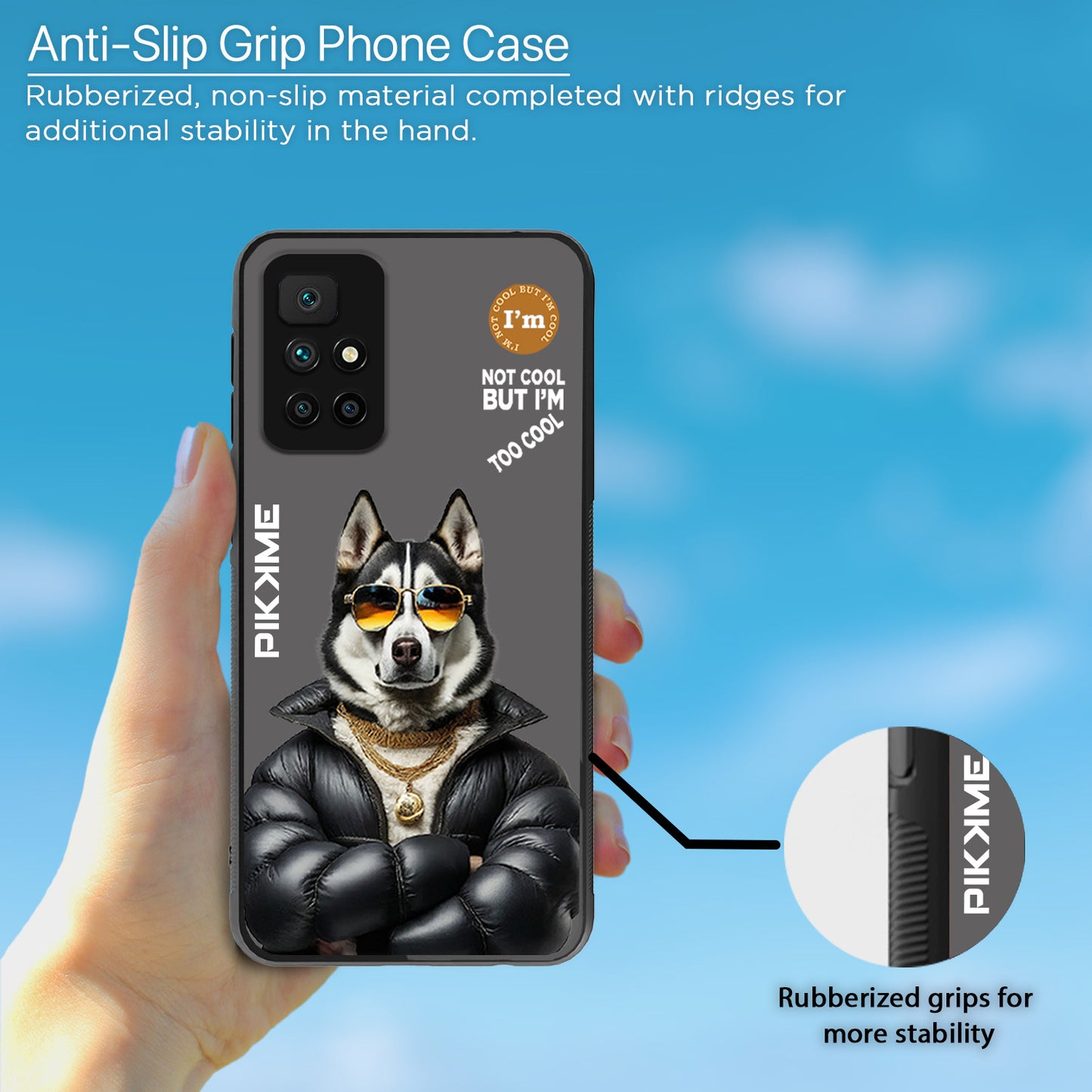 Pikkme Back Cover Pc Tpu + Printed Cool Funky Stylish Grey Dog Swag Raised Edges Camera Protection |Bumper Case For Redmi 10 Prime (Design 02)