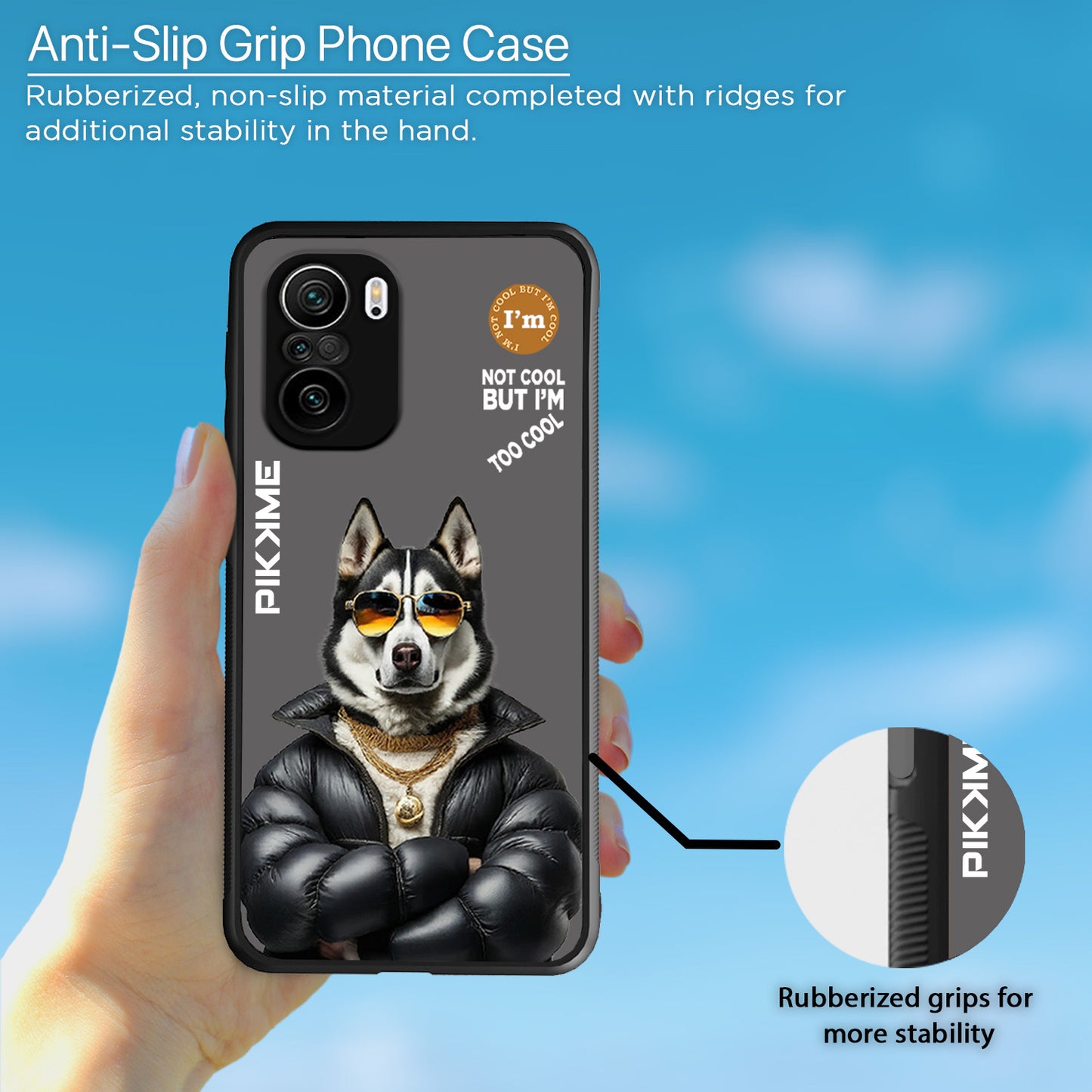 Pikkme Back Cover Pc Tpu + Printed Cool Funky Stylish Grey Dog Swag Raised Edges Camera Protection |Bumper Case For Xiaomi 11X (Design 02)