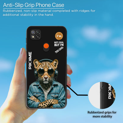 Pikkme Back Cover Pc Tpu + Printed Cool Funky Stylish Black Leopard Swag Raised Edges Camera Protection |Bumper Case For Redmi 9 (Design 04)