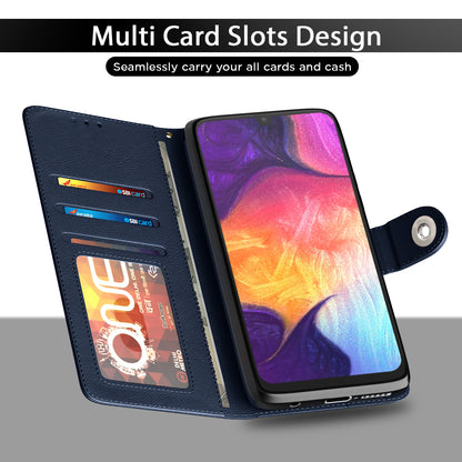 Pikkme Samsung Galaxy A50 / A30s / A50s Button Flip Cover (Blue)