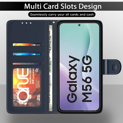 Pikkme Samsung Galaxy M56 5G Double Contrast Flip Cover (Blue)