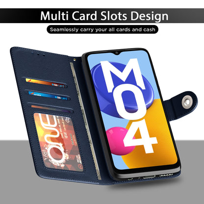 Pikkme Samsung Galaxy M04 / F04 / A04e Button Flip Cover (Blue)