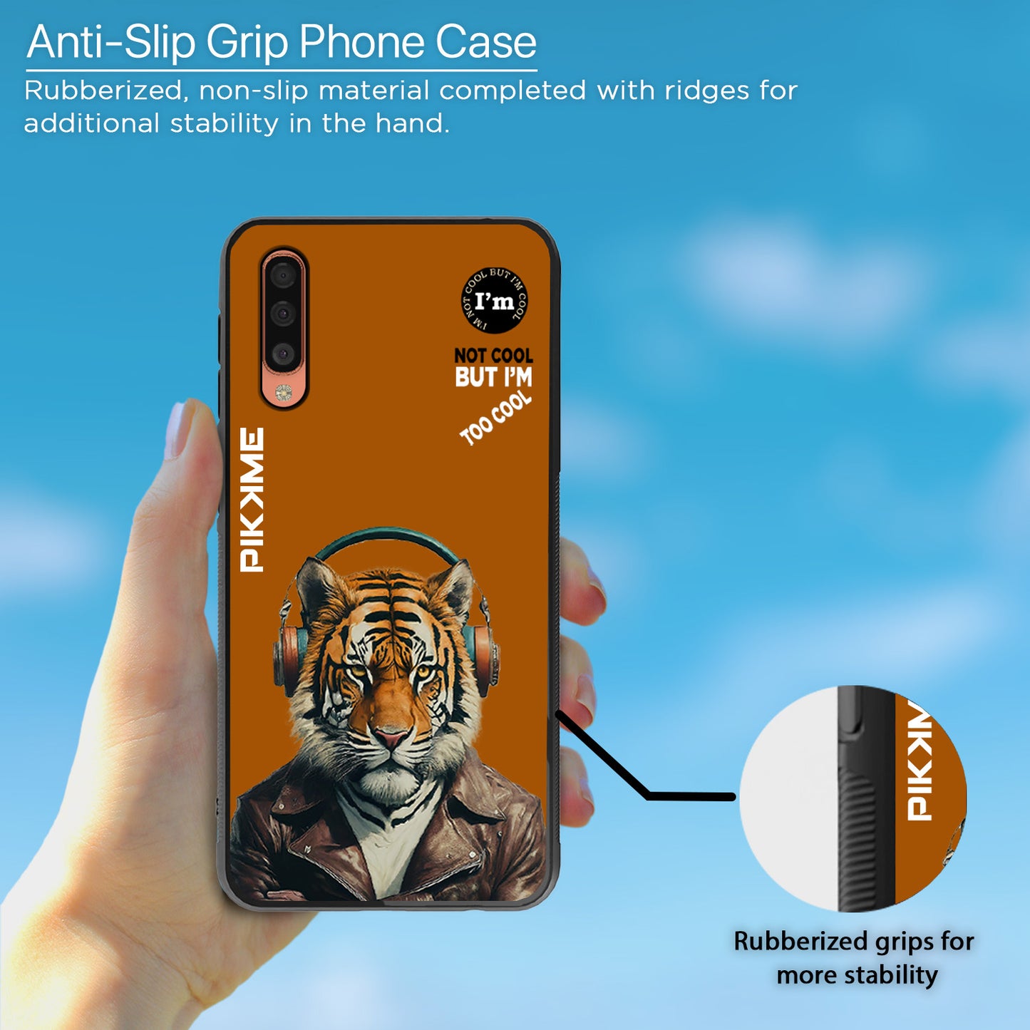 Pikkme Back Cover Pc Tpu + Printed Cool Funky Stylish Brown Tiger Swag Raised Edges Camera Protection |Bumper Case For Samsung Galaxy A50 (Design 09)