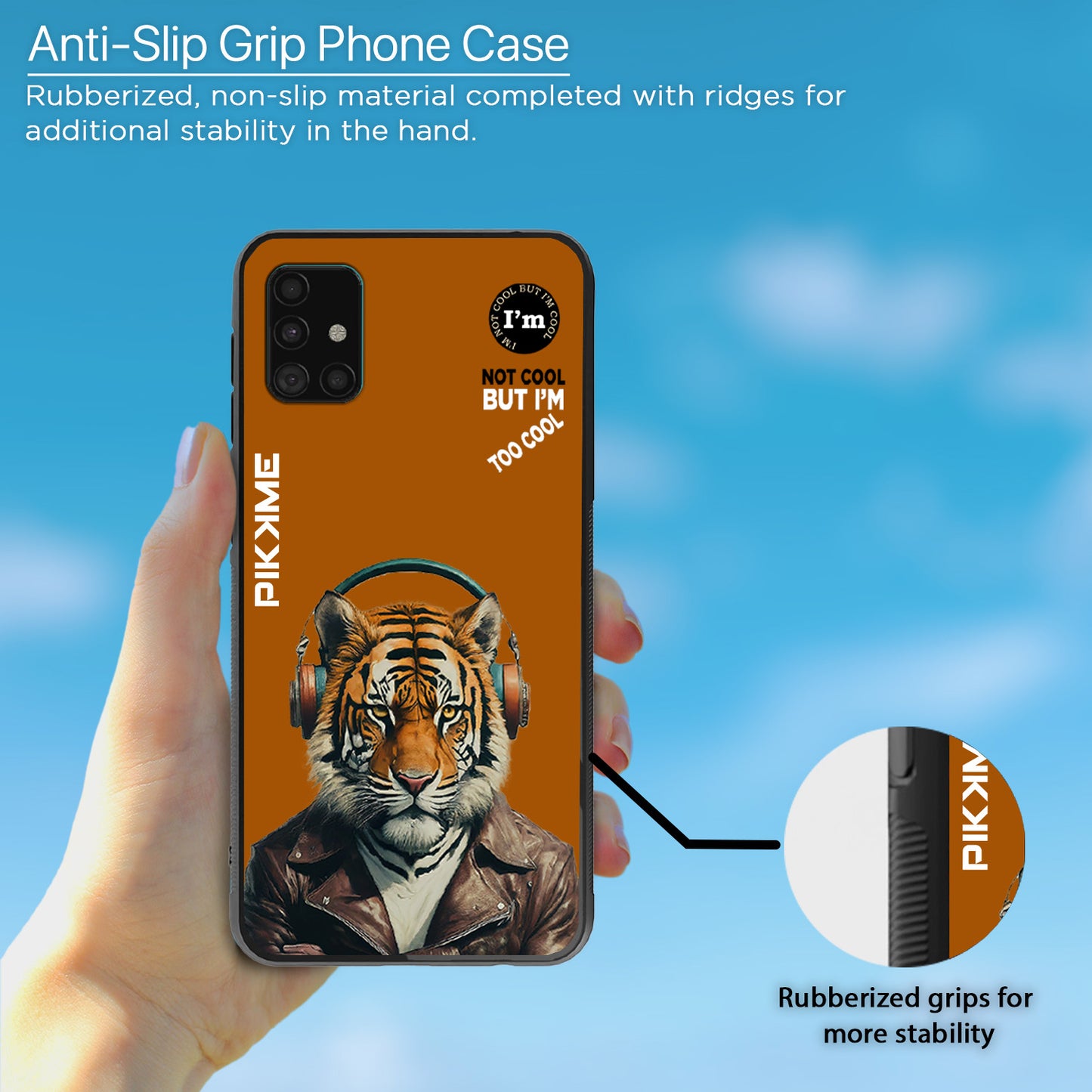 Pikkme Back Cover Pc Tpu + Printed Cool Funky Stylish Brown Tiger Swag Raised Edges Camera Protection |Bumper Case For Samsung Galaxy A51 (Design 09)