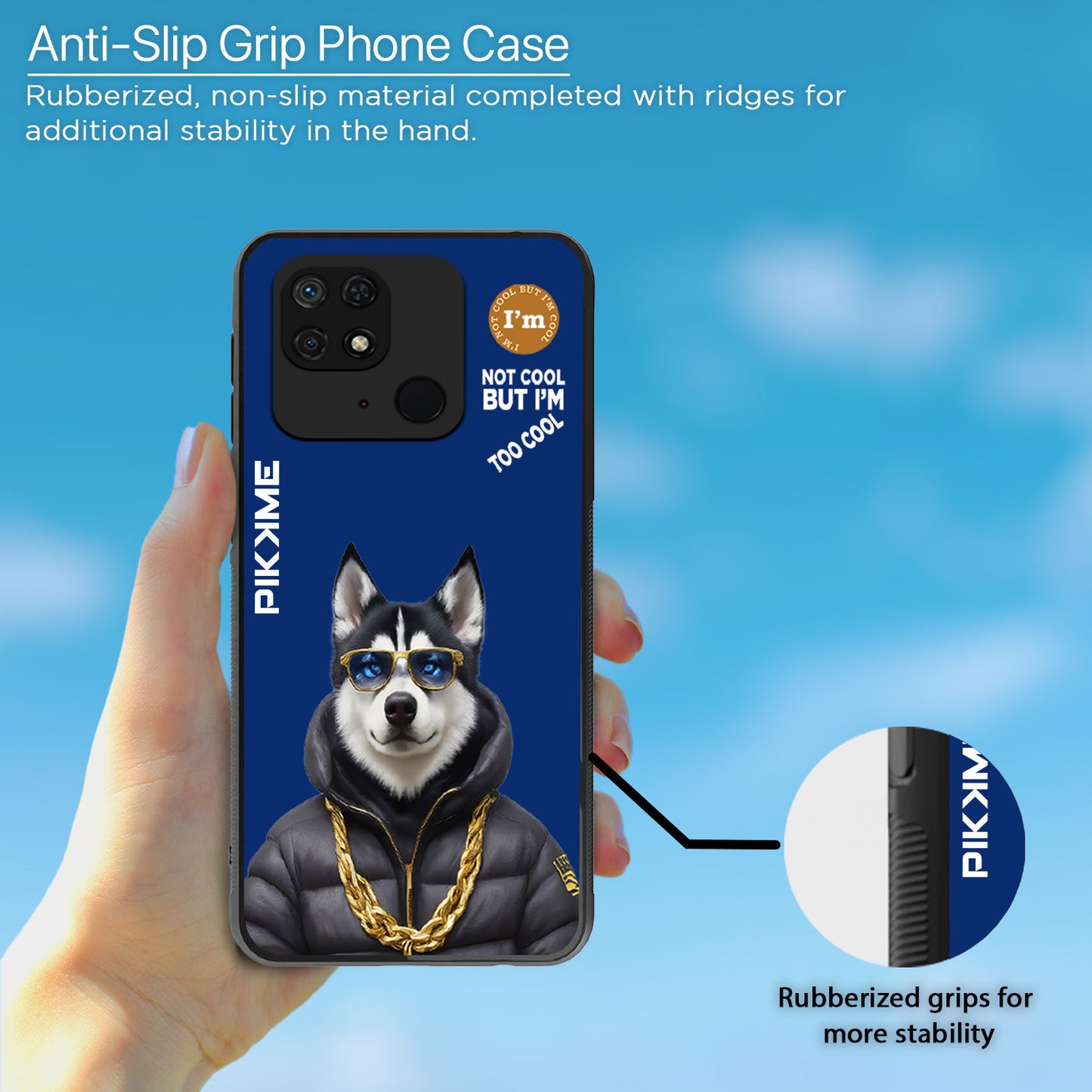 Pikkme Back Cover Pc Tpu + Printed Cool Funky Stylish Blue Dog Swag Raised Edges Camera Protection |Bumper Case For Redmi 10 (Design 08)