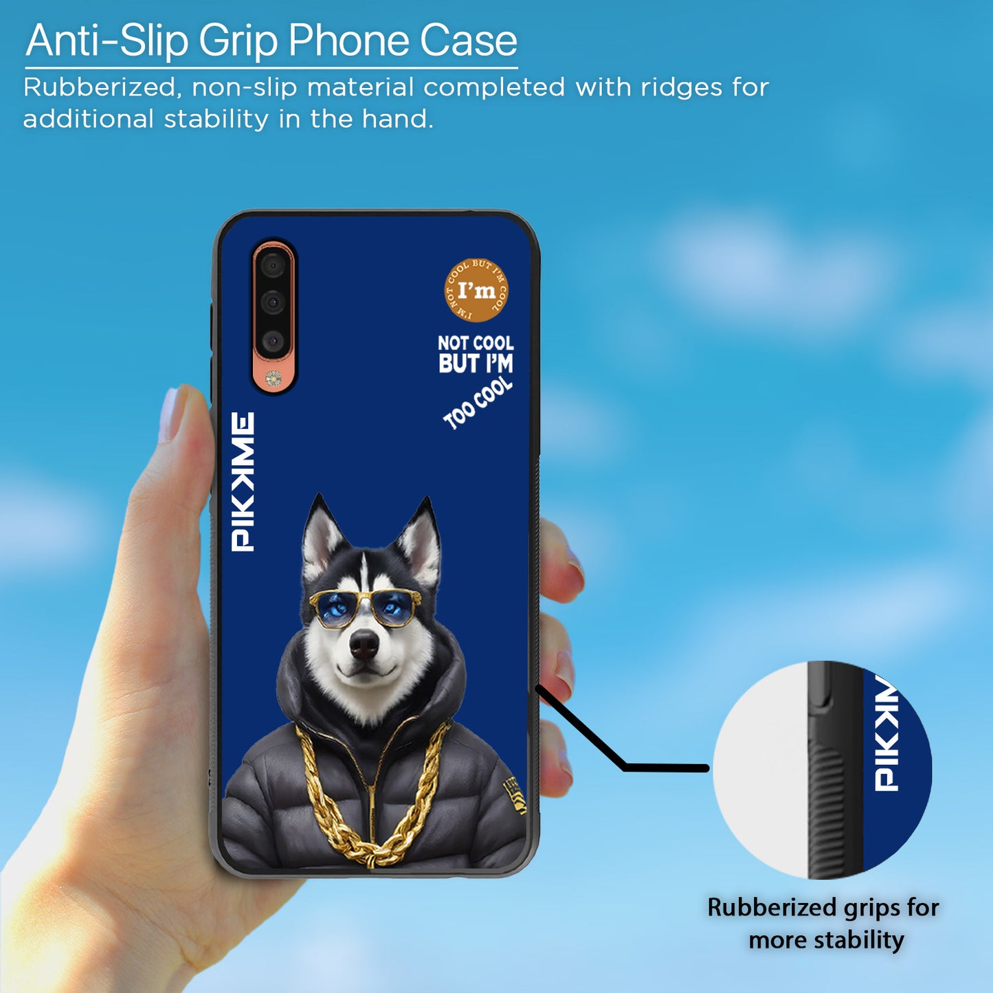 Pikkme Back Cover Pc Tpu + Printed Cool Funky Stylish Blue Dog Swag Raised Edges Camera Protection |Bumper Case For Samsung Galaxy A50 (Design 08)