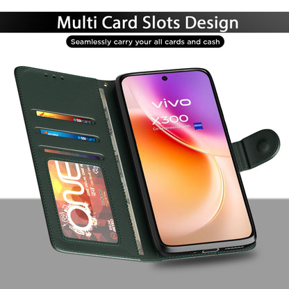 Pikkme Vivo X300 5G Premium Leather Finish Vintage Flip Cover (Green)