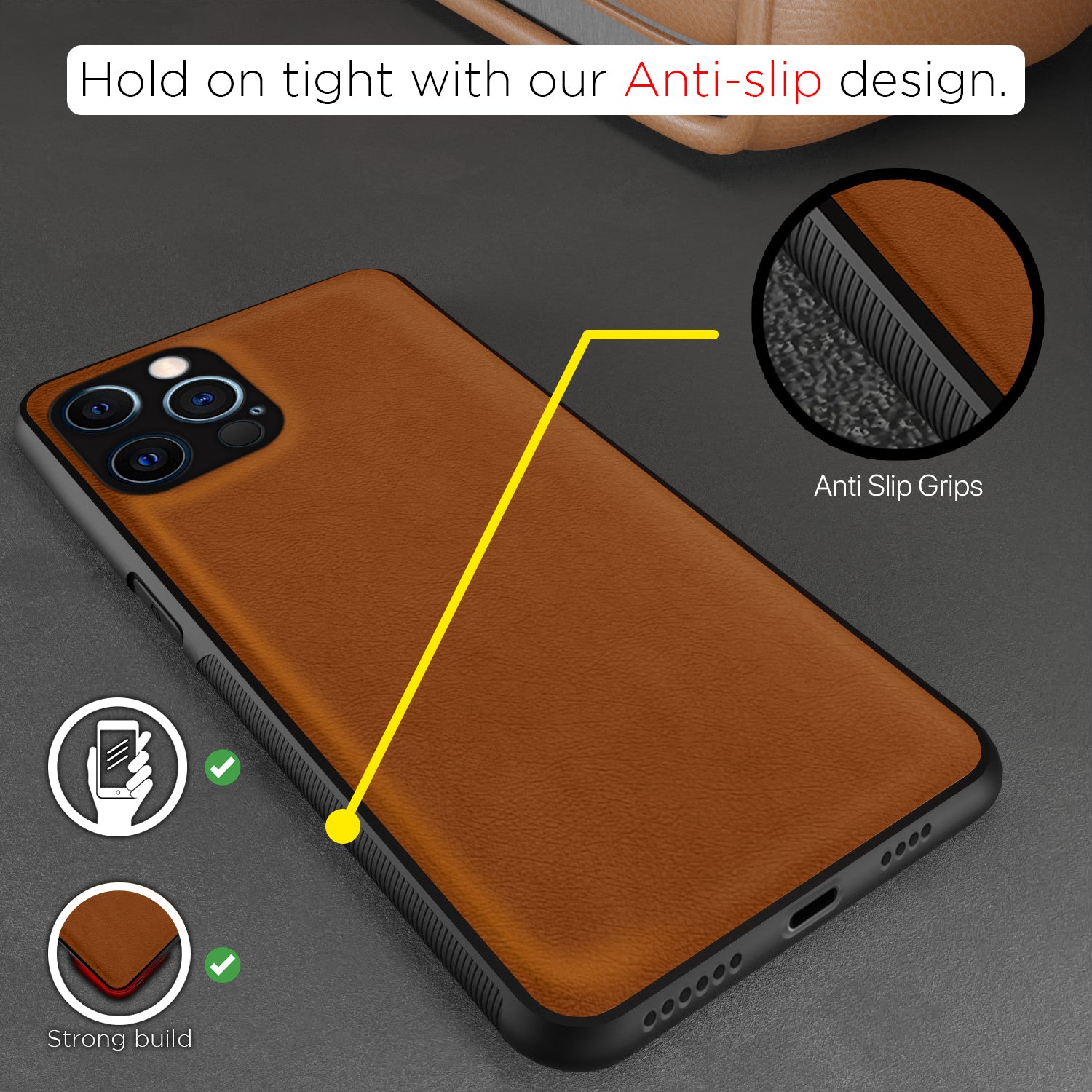 Pikkmei Phone 12 Pro Max Flexible Pu Leather Back Case | Brown