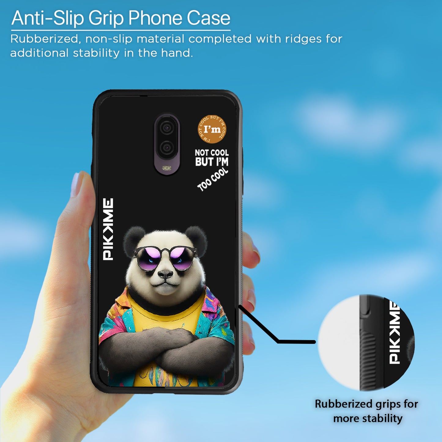 Pikkme Back Cover Pc Tpu + Printed Cool Funky Stylish Black Panda Swag Raised Edges Camera Protection |Bumper Case For OnePlus 6T (Design 05)