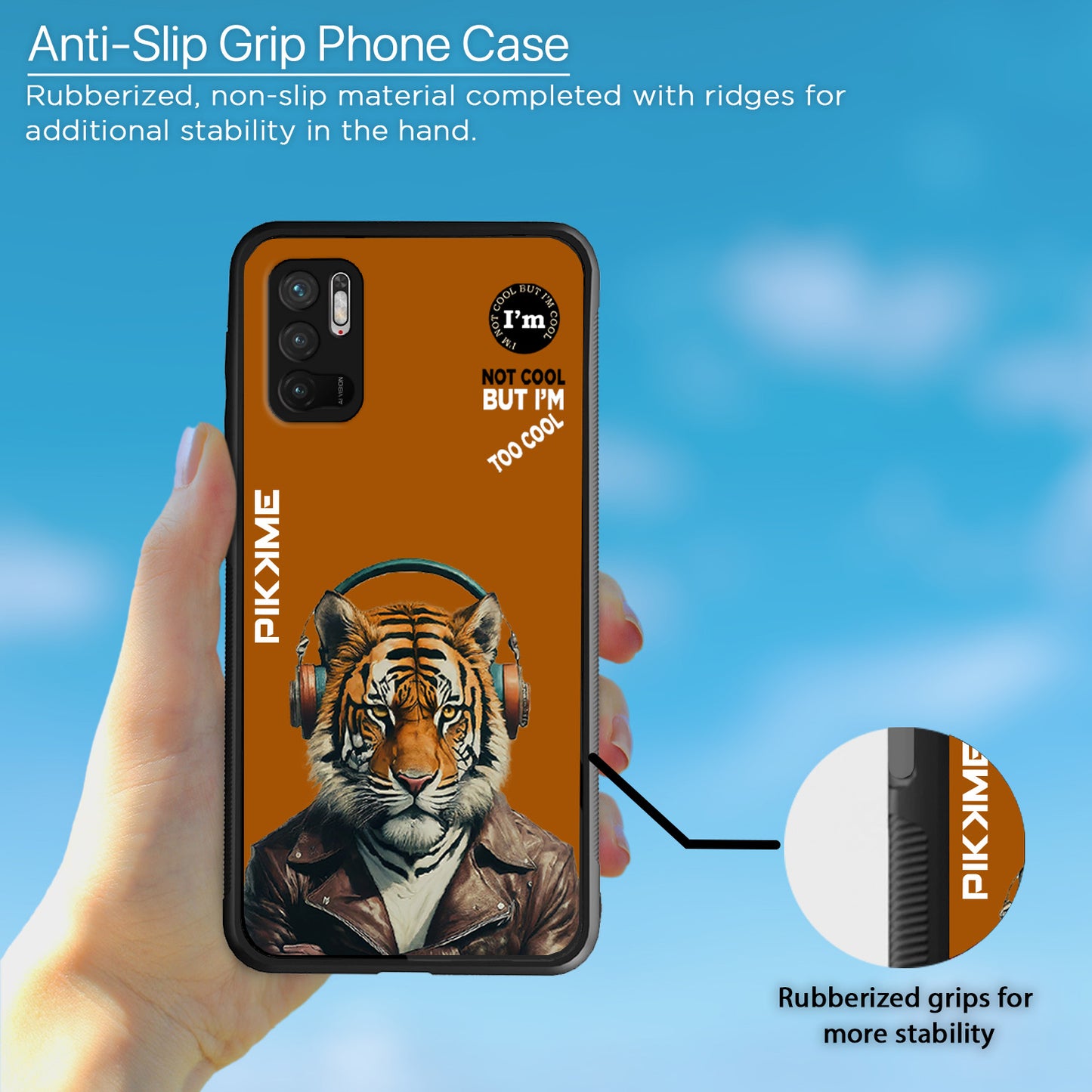 Pikkme Back Cover Pc Tpu + Printed Cool Funky Stylish Brown Tiger Swag Raised Edges Camera Protection |Bumper Case For Redmi Note 10T (Design 09)