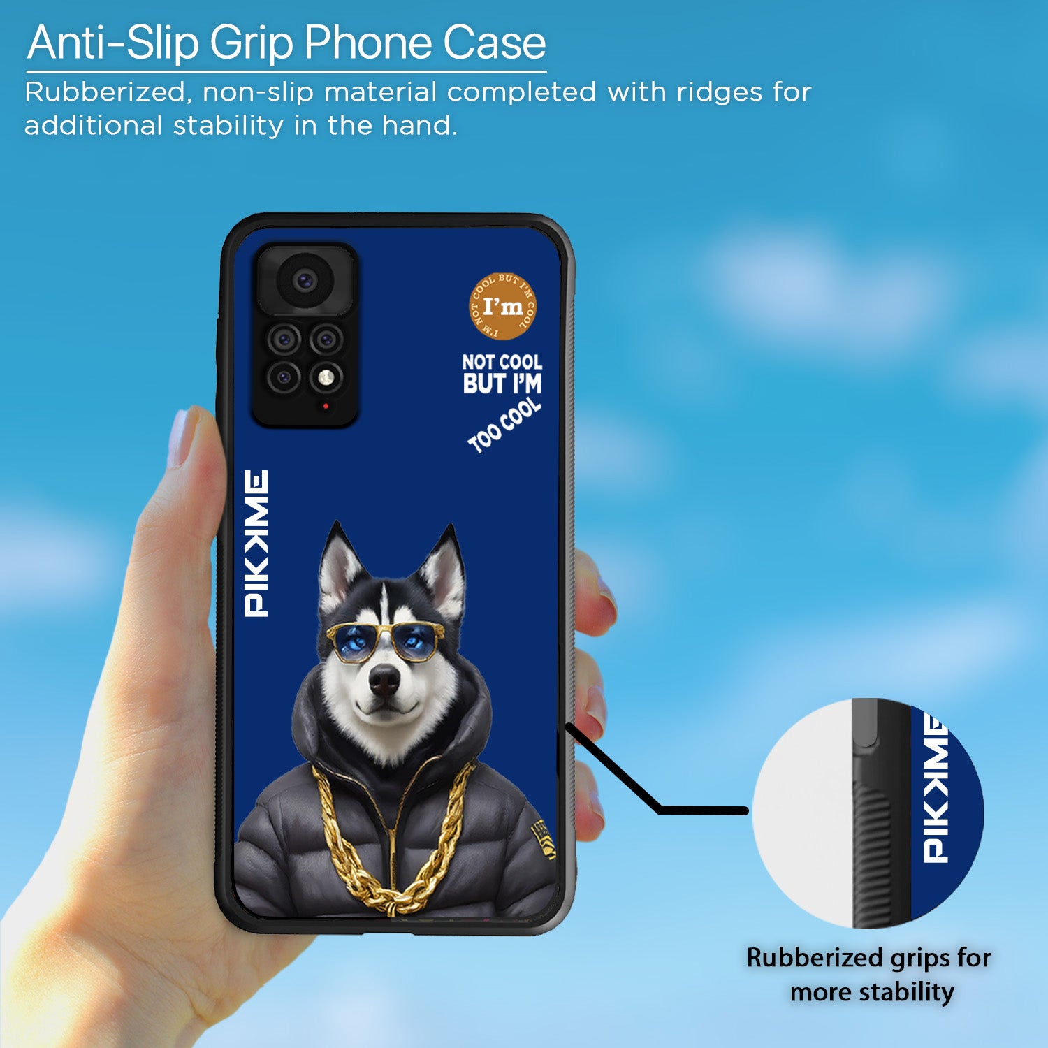 Pikkme Back Cover Pc Tpu + Printed Cool Funky Stylish Blue Dog Swag Raised Edges Camera Protection |Bumper Case For Redmi Note 11 Pro (Design 08)