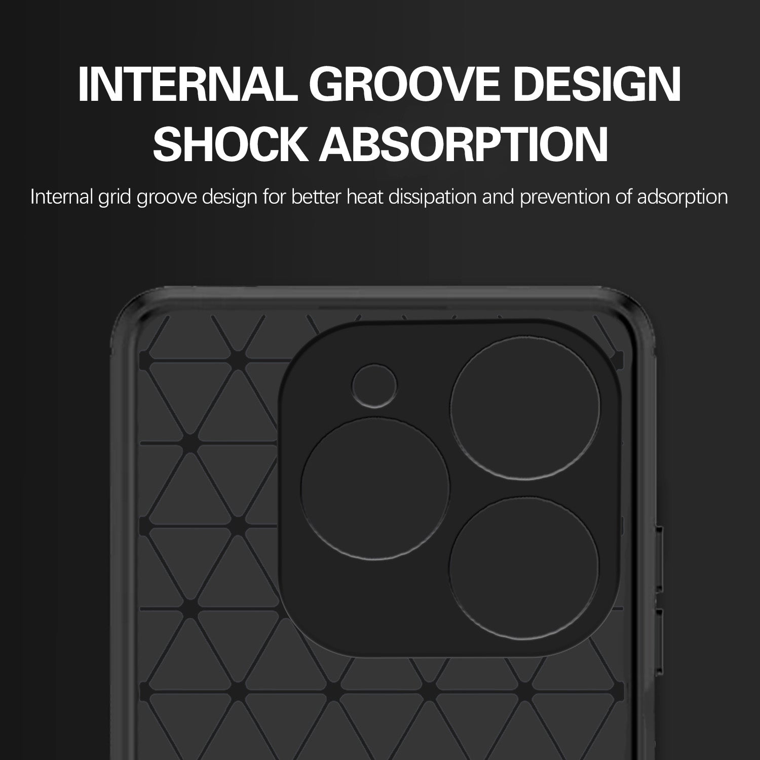 Pikkme Tecno Spark 20 Pro  Hybrid Carbon Fiber Back Cover (Black)