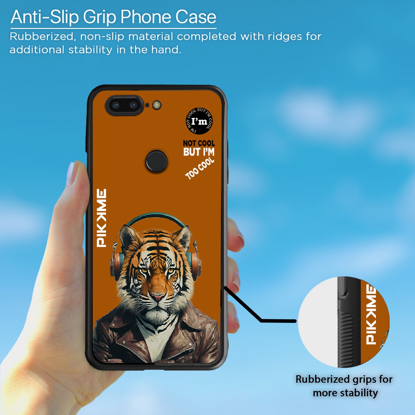 Pikkme Back Cover Pc Tpu + Printed Cool Funky Stylish Brown Tiger Swag Raised Edges Camera Protection |Bumper Case For OnePlus 5T (Design 09)