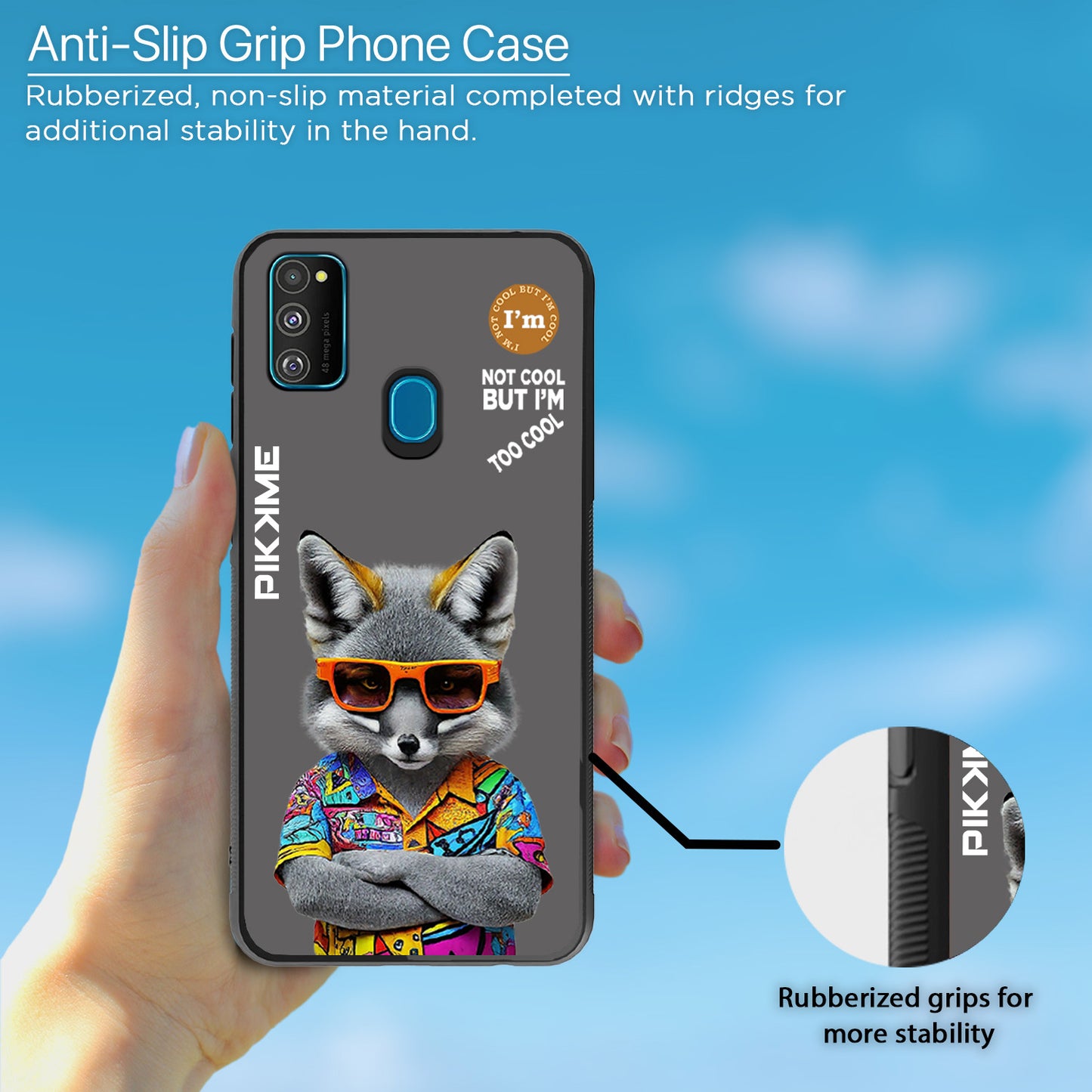 Pikkme Back Cover Pc Tpu + Printed Cool Funky Stylish Grey Wolf Swag Raised Edges Camera Protection |Bumper Case For Samsung Galaxy M30s (Design 01)