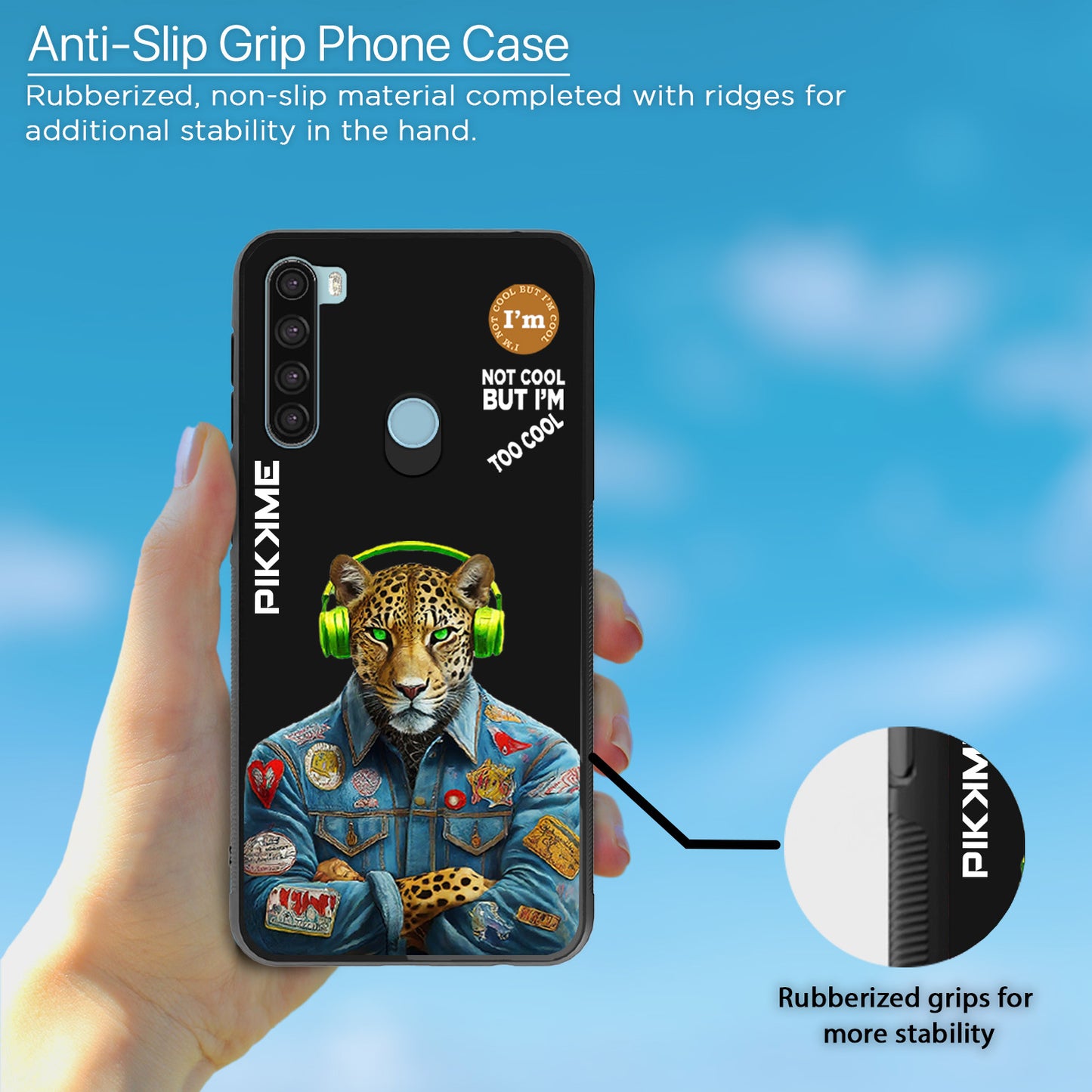 Pikkme Back Cover Pc Tpu + Printed Cool Funky Stylish Black Leopard Swag Raised Edges Camera Protection |Bumper Case For Redmi Note 8 (Design 03)