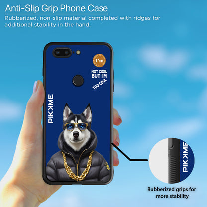 Pikkme Back Cover Pc Tpu + Printed Cool Funky Stylish Blue Dog Swag Raised Edges Camera Protection |Bumper Case For OnePlus 5T (Design 08)