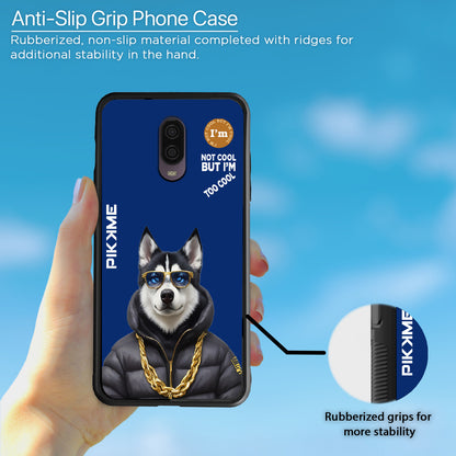 Pikkme Back Cover Pc Tpu + Printed Cool Funky Stylish Blue Dog Swag Raised Edges Camera Protection |Bumper Case For OnePlus 6T (Design 08)