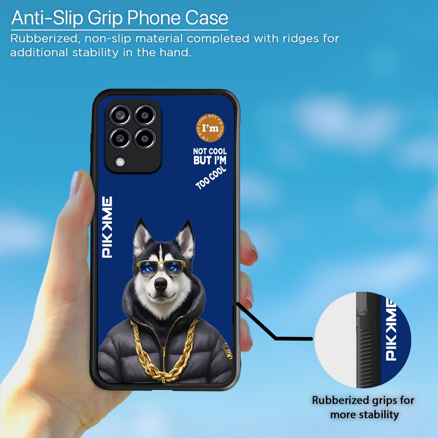 Pikkme Back Cover Pc Tpu + Printed Cool Funky Stylish Blue Dog Swag Raised Edges Camera Protection |Bumper Case For Samsung Galaxy M33 5G (Design 08)