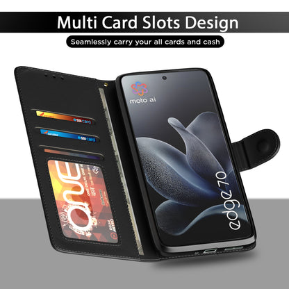 Pikkme Motorola Moto Edge 70 5G Premium Leather Finish Vintage Flip Cover (Black)