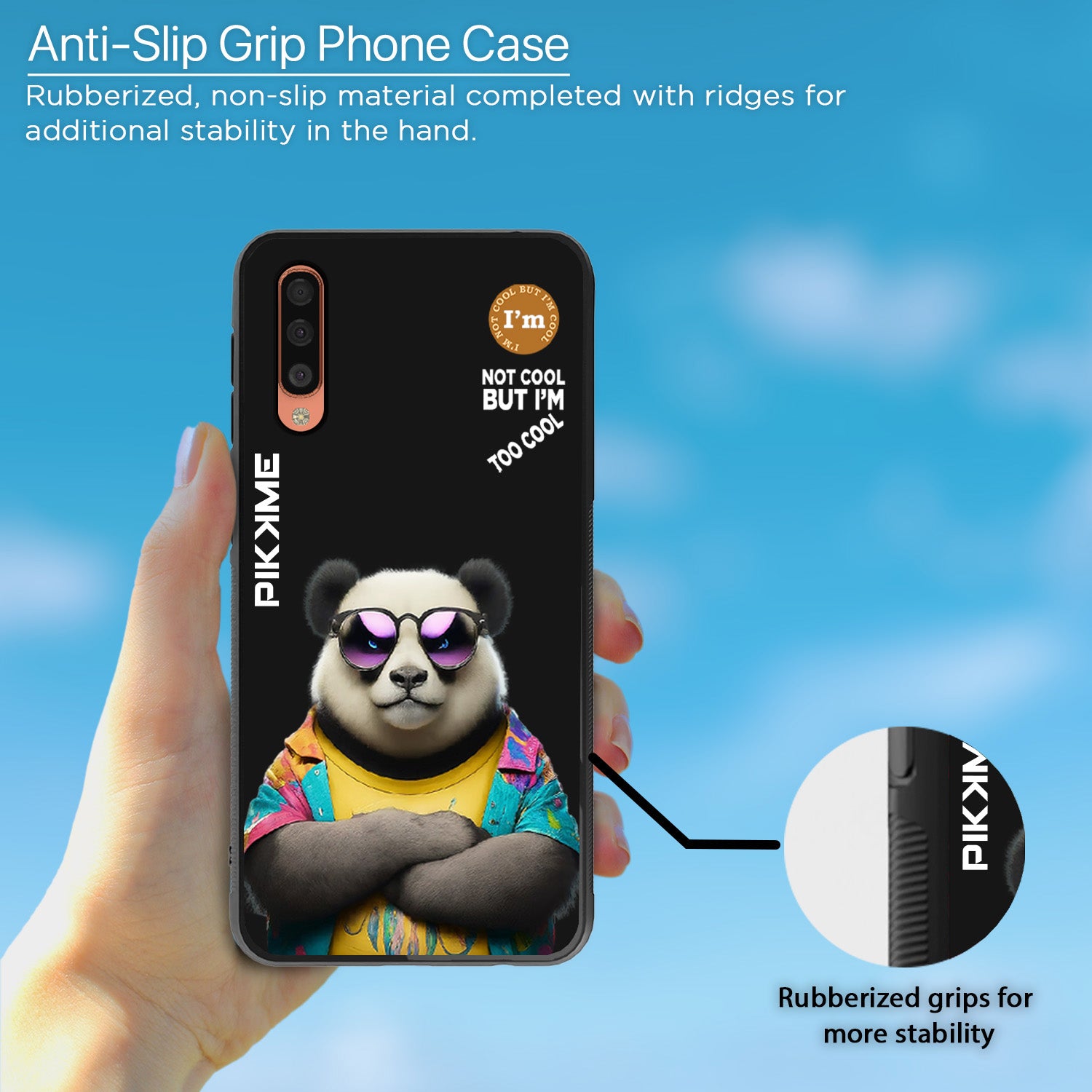 Pikkme Stylish Black Panda Swag Samsung Galaxy A50 Back Cover (Design 05)