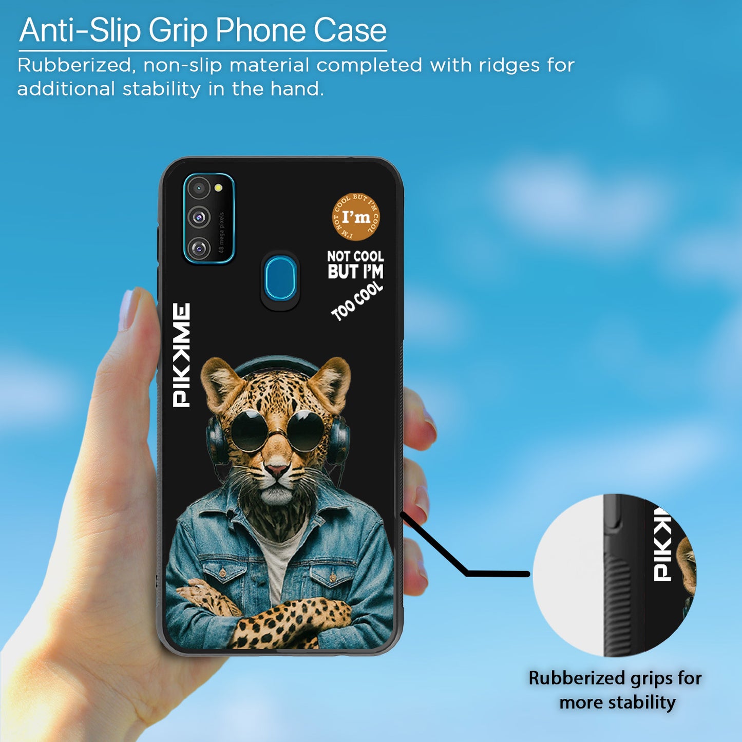 Pikkme Back Cover Pc Tpu + Printed Cool Funky Stylish Black Leopard Swag Raised Edges Camera Protection |Bumper Case For Samsung Galaxy M30s (Design 04)