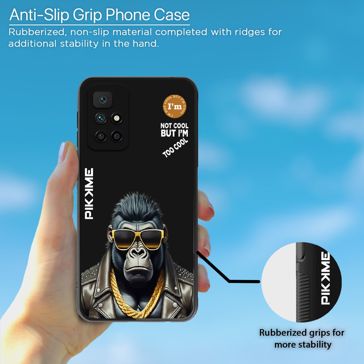 Pikkme Back Cover Pc Tpu + Printed Cool Funky Stylish Black Gorilla Swag Raised Edges Camera Protection |Bumper Case For Redmi 10 Prime (Design 07)