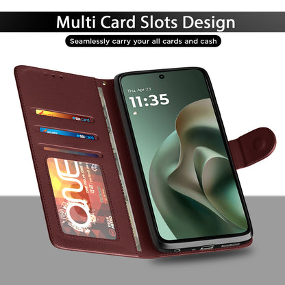 Pikkme Motorola Moto G67 Power 5G / G57 Power 5G Premium Leather Finish Vintage Flip Cover (Brown)