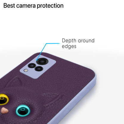 Pikkme Vivo V21 5G Kitty Back Cover (Purple)
