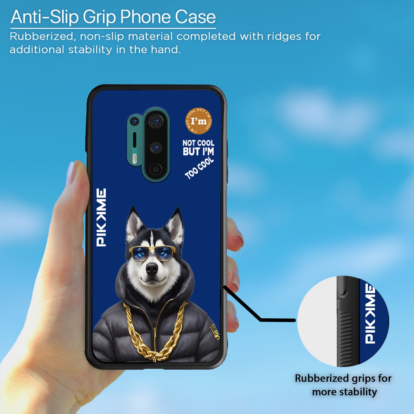 Pikkme Back Cover Pc Tpu + Printed Cool Funky Stylish Blue Dog Swag Raised Edges Camera Protection |Bumper Case For OnePlus 8 Pro (Design 08)