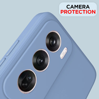 Pikkme Oppo Reno 12 Pro 5G Soft Matte Liquid Silicone Back Cover (Aqua Blue)