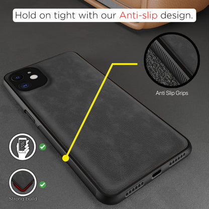 Pikkme iPhone 12 Leatherback Back Case | Grey