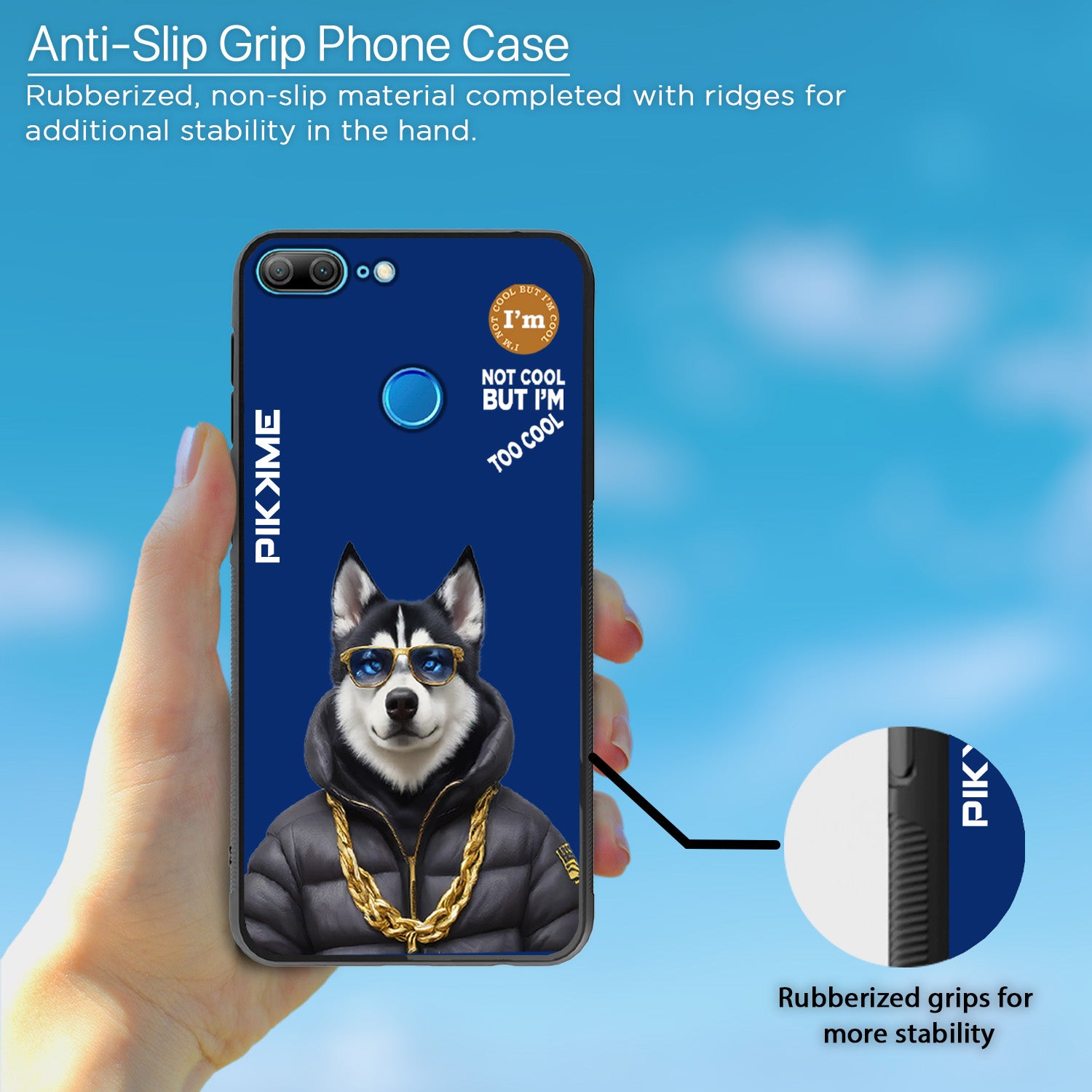 Pikkme Back Cover Pc Tpu + Printed Cool Funky Stylish Blue Dog Swag Raised Edges Camera Protection |Bumper Case For Honor 9 Lite (Design 08)