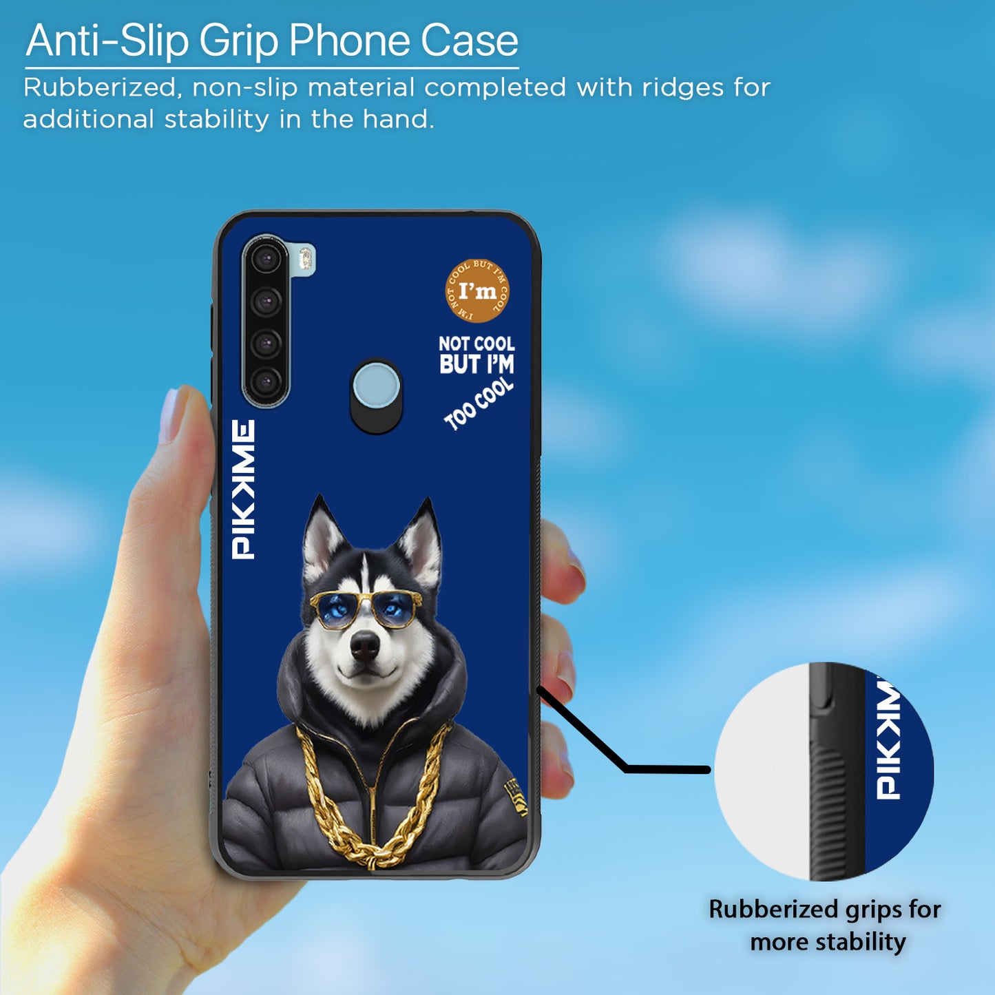 Pikkme Back Cover Pc Tpu + Printed Cool Funky Stylish Blue Dog Swag Raised Edges Camera Protection |Bumper Case For Redmi Note 8 (Design 08)