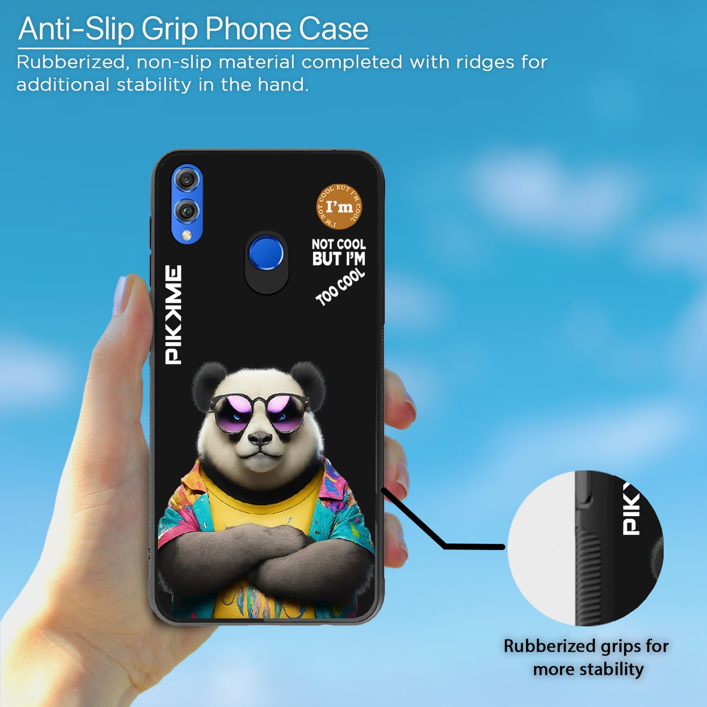 Pikkme Back Cover Pc Tpu + Printed Cool Funky Stylish Black Panda Swag Raised Edges Camera Protection |Bumper Case For Honor 8X (Design 05)