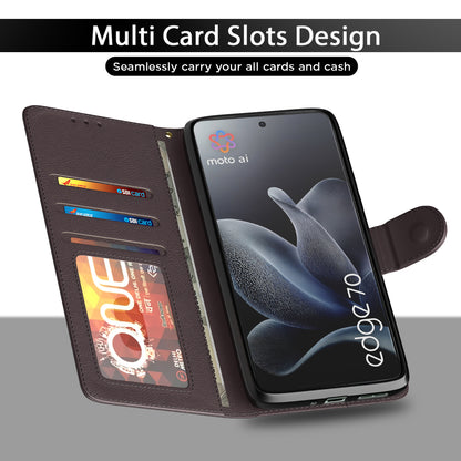 Pikkme Motorola Moto Edge 70 5G Premium Leather Finish Vintage Flip Cover (Coffee)