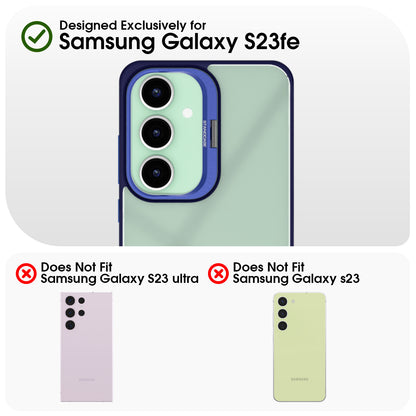 Pikkme Samsung Galaxy S23 FE 5G Bracket Stand Case with Camera Protection Rings Bumper case (Blue)