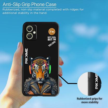 Pikkme Back Cover Pc Tpu + Printed Cool Funky Stylish Black Tiger Swag Raised Edges Camera Protection |Bumper Case For Samsung Galaxy A05 (Design 06)