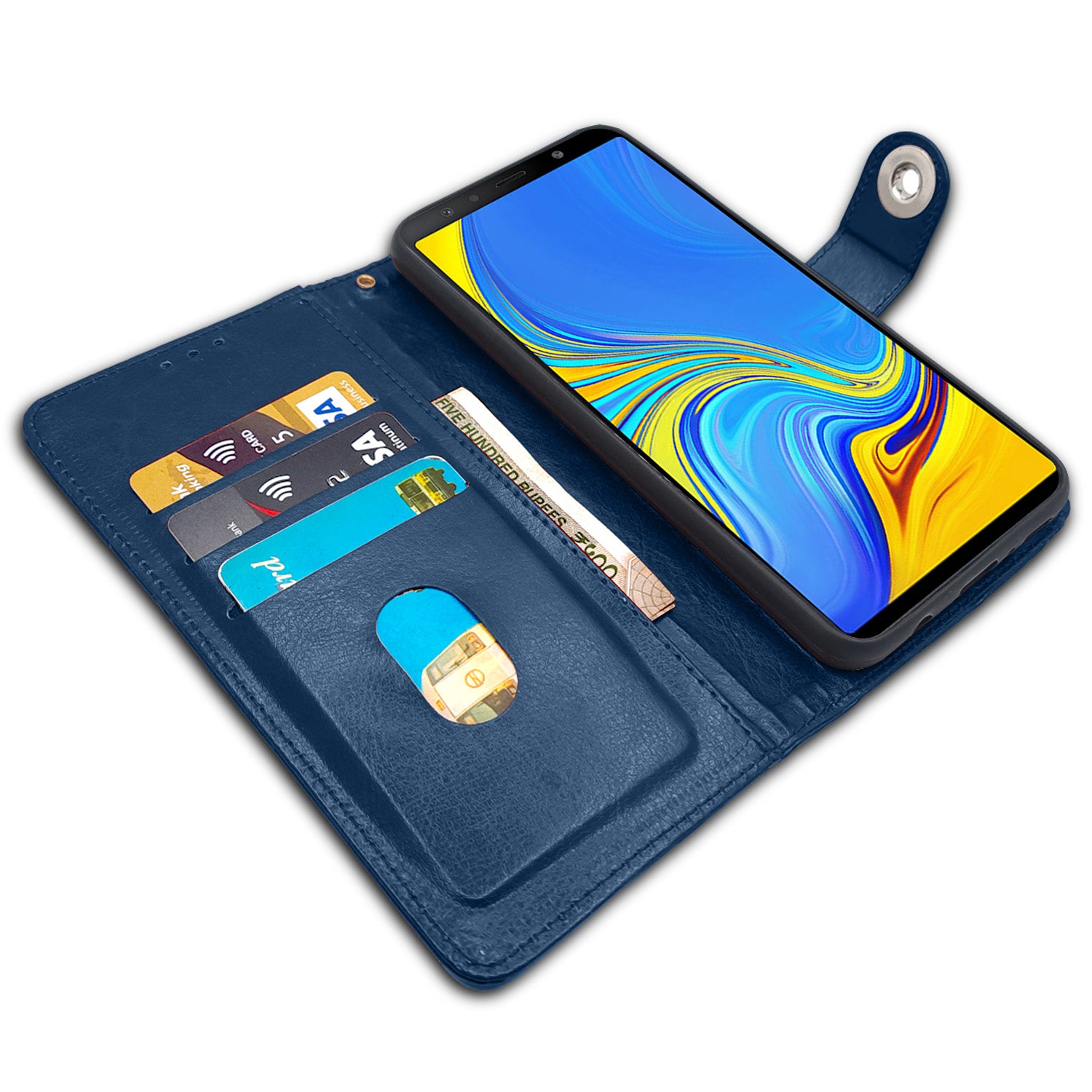 Pikkme Samsung Galaxy A7 2018 Button Flip Cover (Blue)