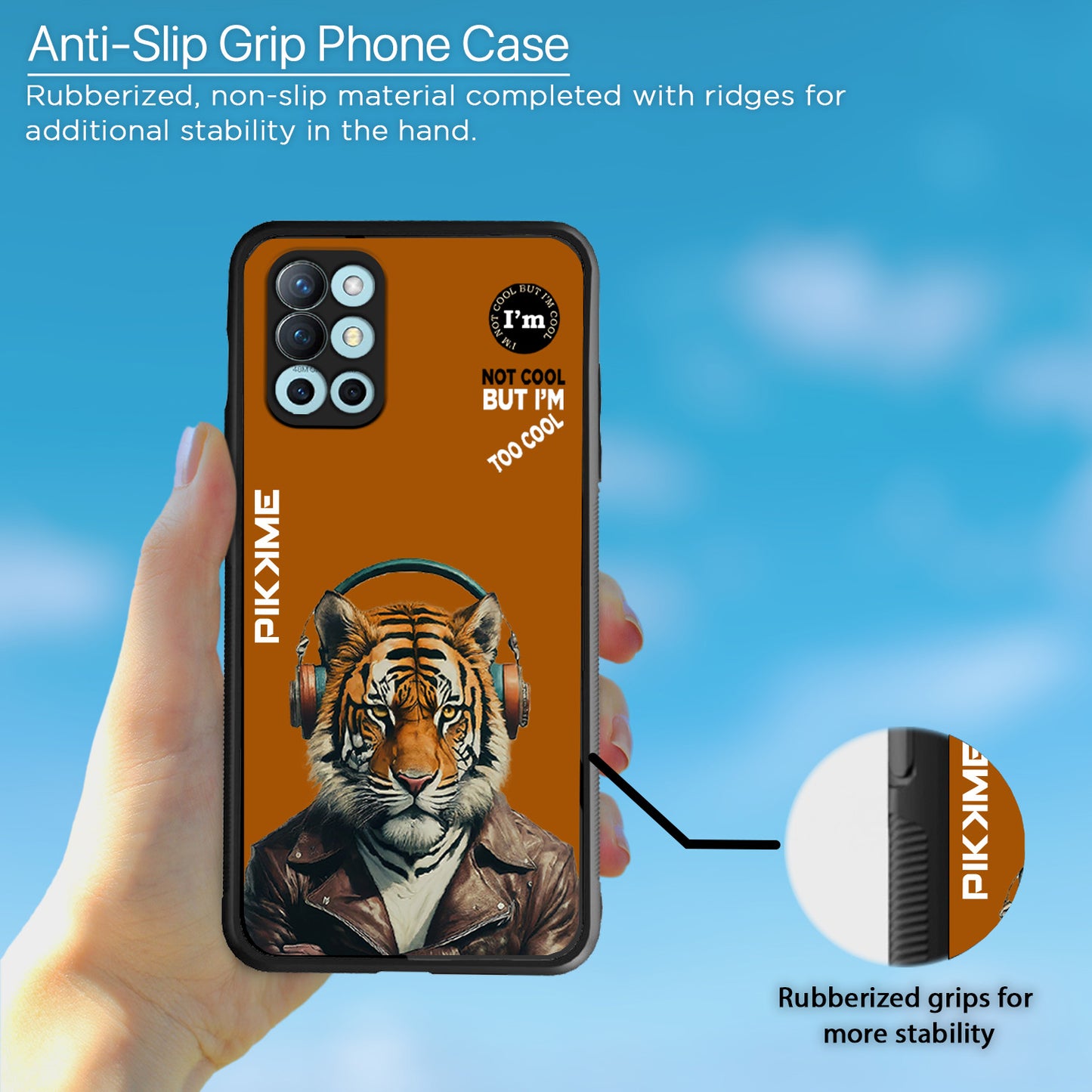 Pikkme Back Cover Pc Tpu + Printed Cool Funky Stylish Brown Tiger Swag Raised Edges Camera Protection |Bumper Case For OnePlus 9R (Design 09)