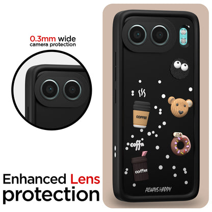 Pikkme OnePlus Nord 4 5G Cute Fun Cartoon 3D Bear Coffee Back Cover (Black)