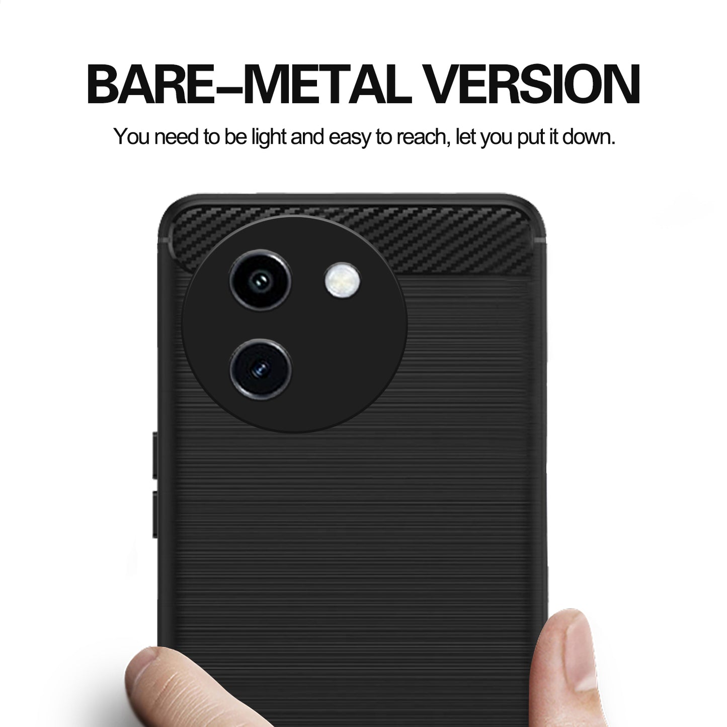 Pikkme Vivo Y200i 5G Hybrid Carbon Fibre Back Cover(Black)