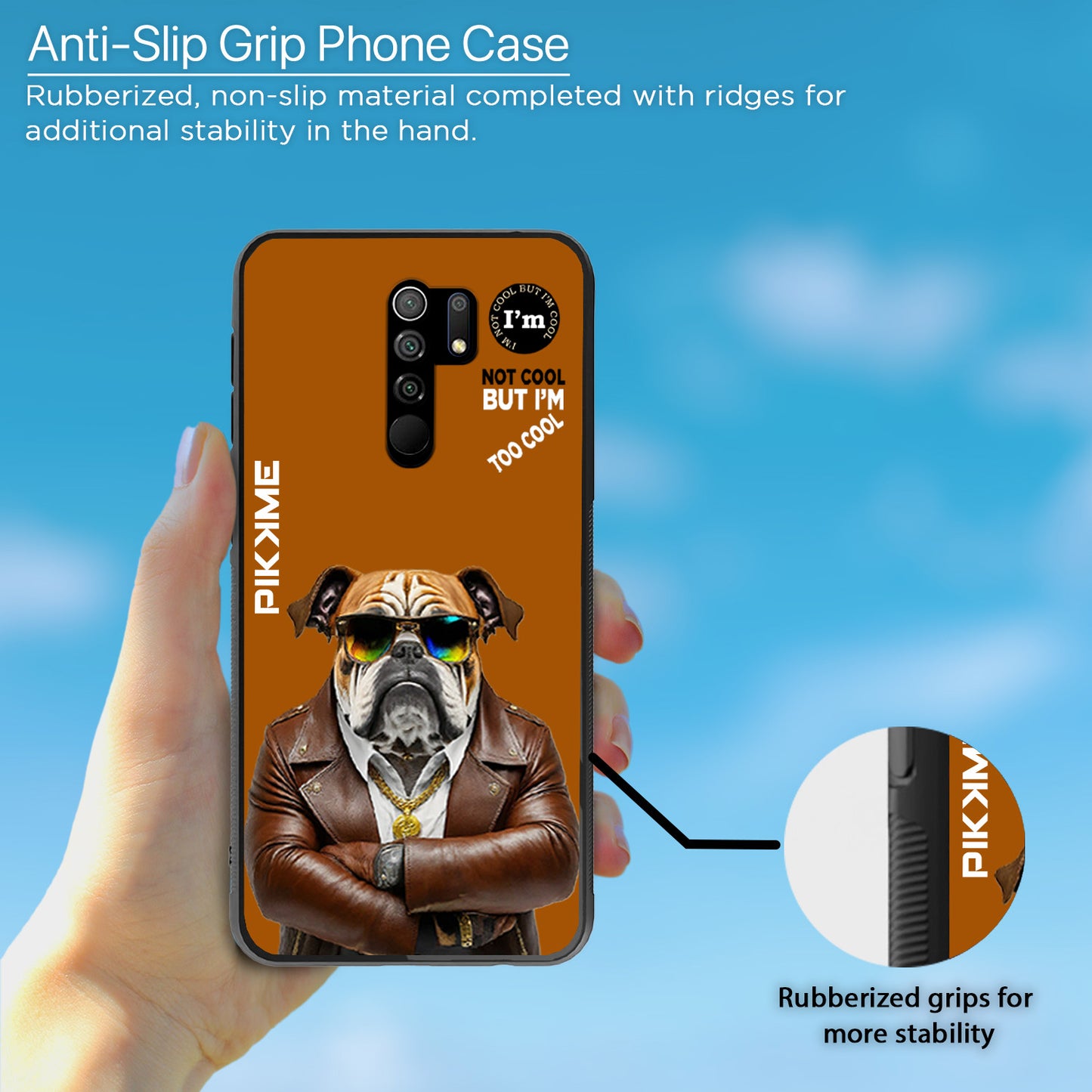 Pikkme Back Cover Pc Tpu + Printed Cool Funky Stylish Brown Dog Swag Raised Edges Camera Protection |Bumper Case For Redmi 9 Prime (Design 10)