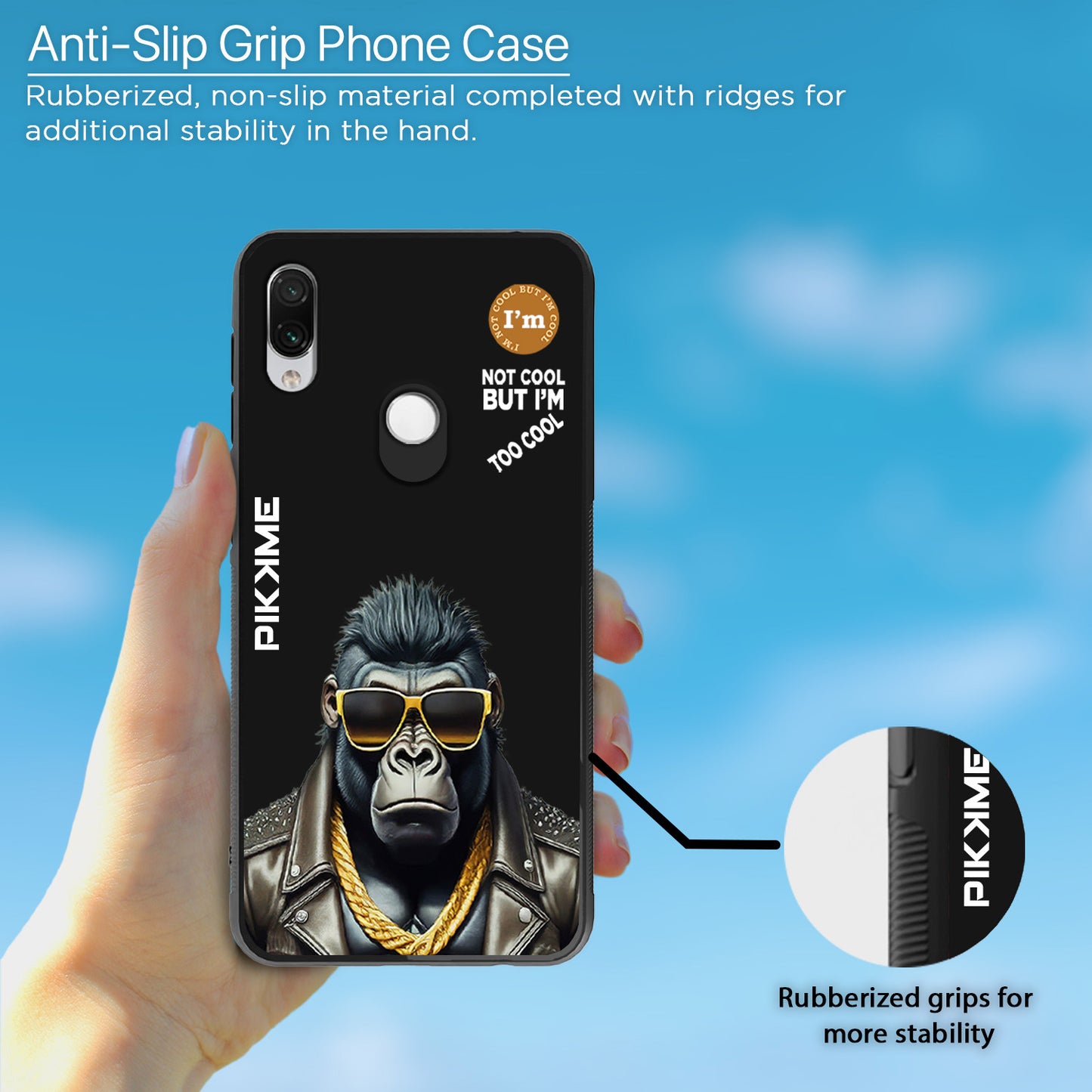 Pikkme Back Cover Pc Tpu + Printed Cool Funky Stylish Black Gorilla Swag Raised Edges Camera Protection |Bumper Case For Redmi Note 7 Pro (Design 07)