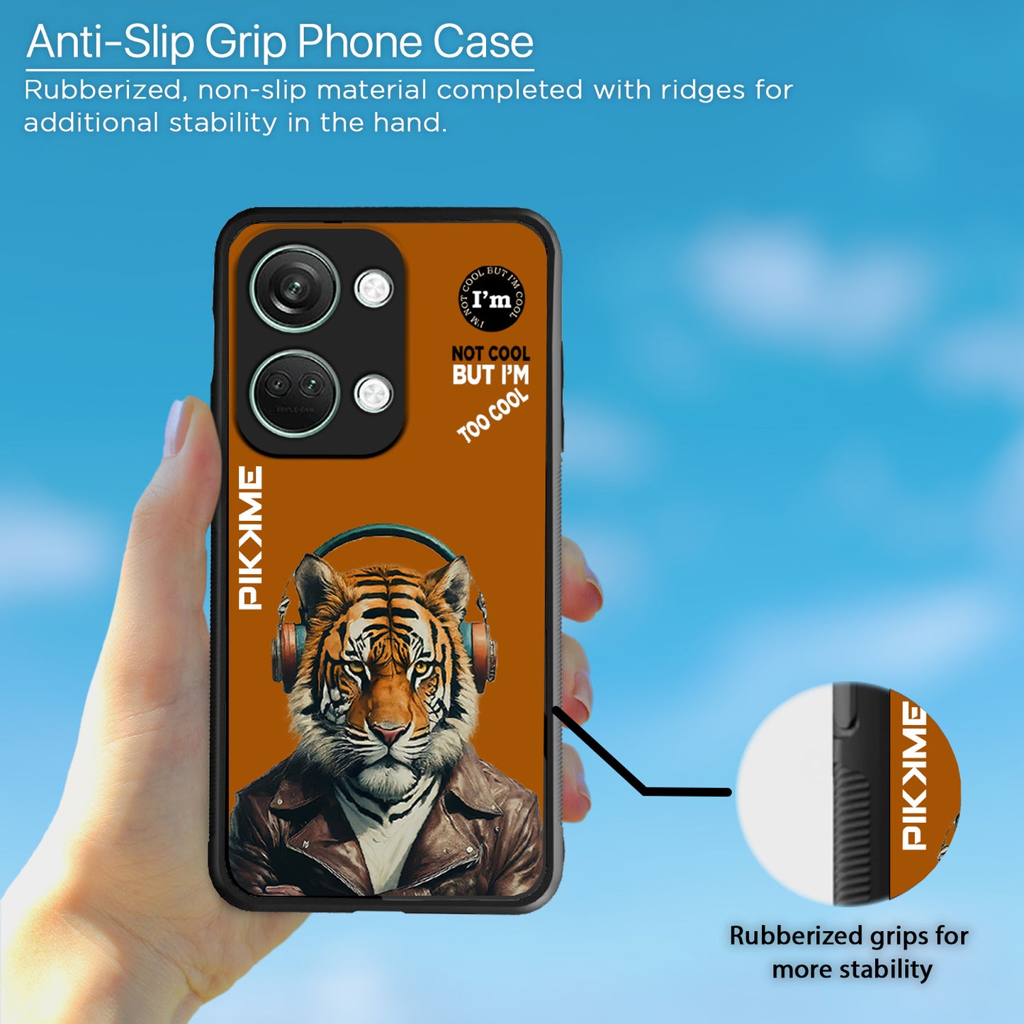 Pikkme Back Cover Pc Tpu + Printed Cool Funky Stylish Brown Tiger Swag Raised Edges Camera Protection |Bumper Case For OnePlus Nord 3 5G (Design 09)